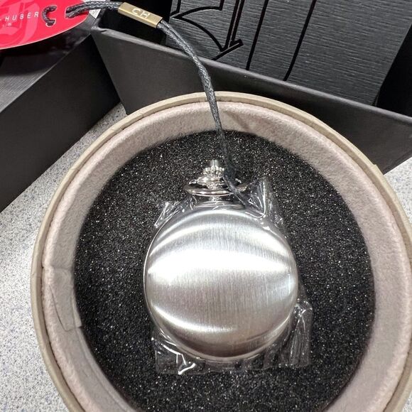 New Charles Hubert Chrome-finish White Skeleton Dial Pocket Watch - Picture 7 of 9